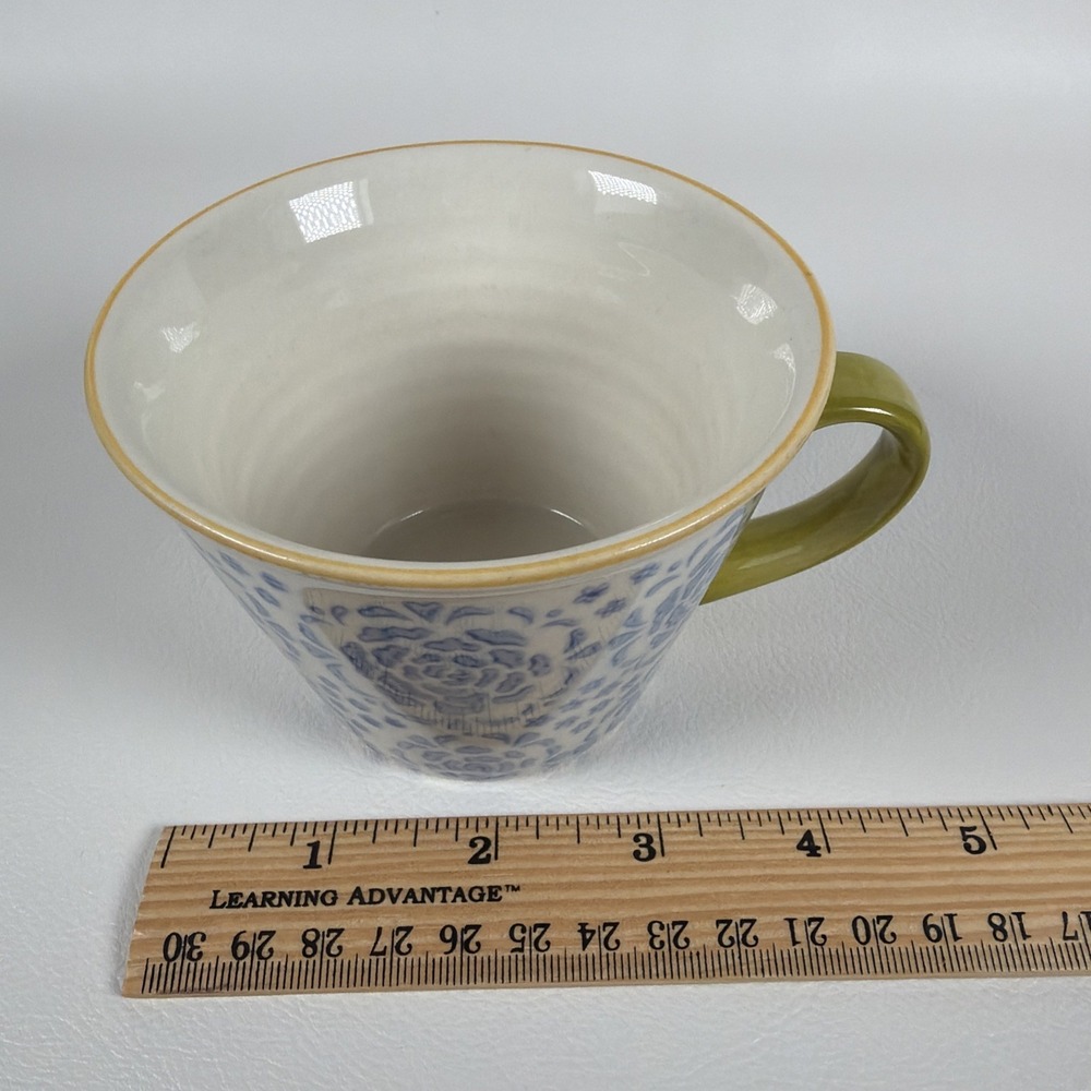 Pier 1 Imports Hand Painted Stoneware 1 Cup 8 Oz Measuring Cup Blue Floral - Picture 10 of 11